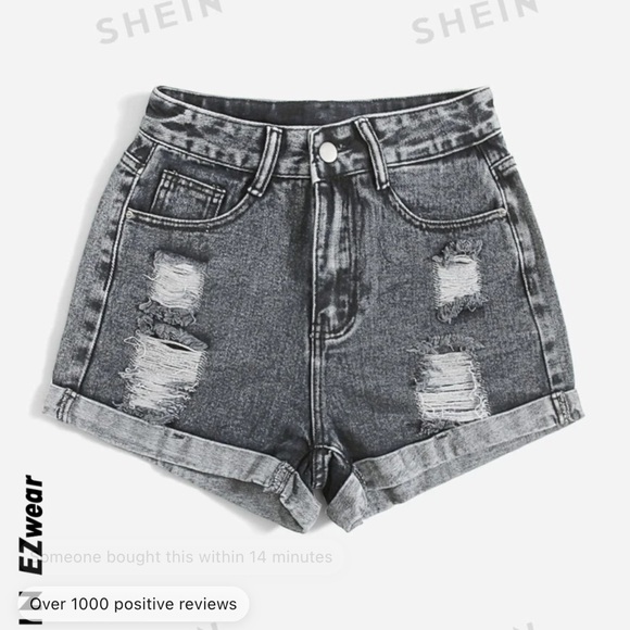 Ripped Denim shorts roll up hem size 2 - Picture 1 of 4